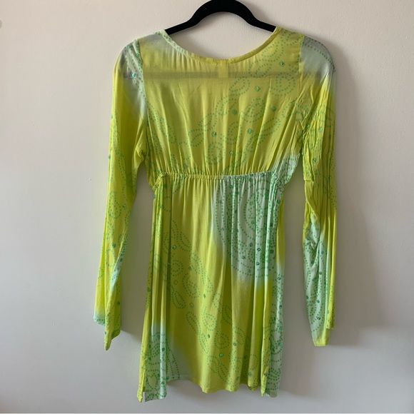 Cool Change long sleeve green v neck drawstring tunic top shirt size small - Picture 2 of 2